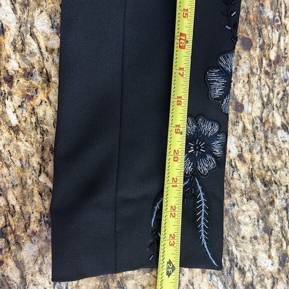 Cache Black Floral Beaded Embroidered Single Button Closure Blazer Jacket Sz 12 - Picture 11 of 11